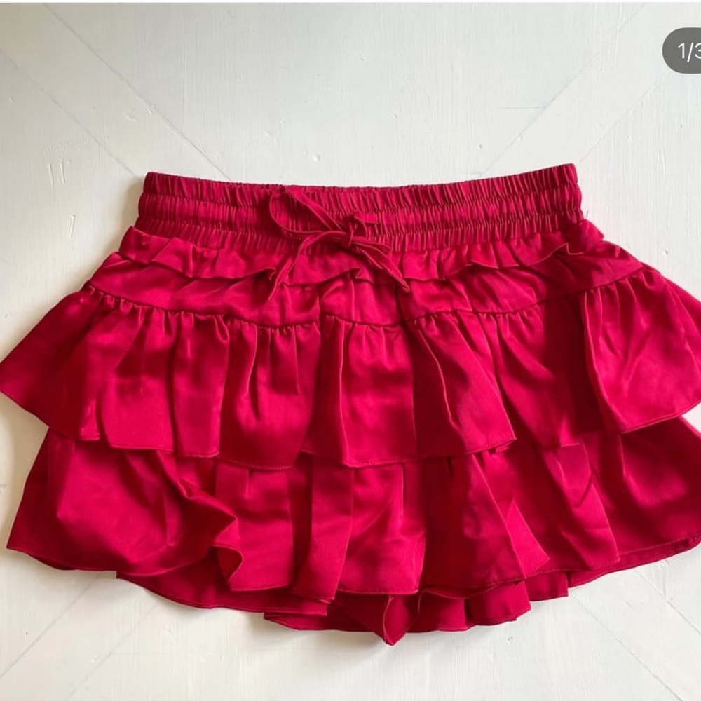Red Ruffle Mini Skirt